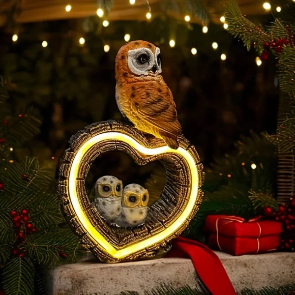 Illuminate Your Garden with Enchanting Owl Light: Solar-Powered Resin Owl Love Decor, Perfect for Outdoor Landscape Decorations and Animal Ornaments - Image 6