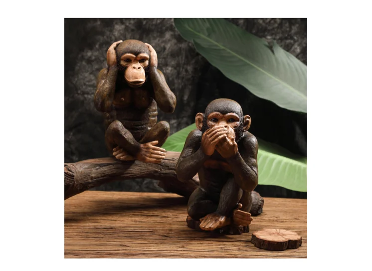 Nordic Decor Simulation Monkey Statue Gorilla Animal Decoration Retro Cafe Bar Dekoration Accessories Resin Crafts Room Decor For Friend Gift