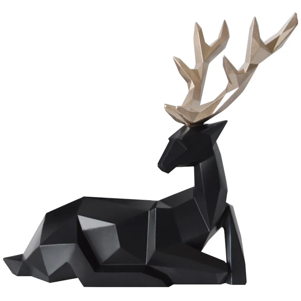 Pair of Geometric Deer Statues Elegant Resin Sculptures for Home Decor, Living Room Accent, or Thoughtful Christmas Gift