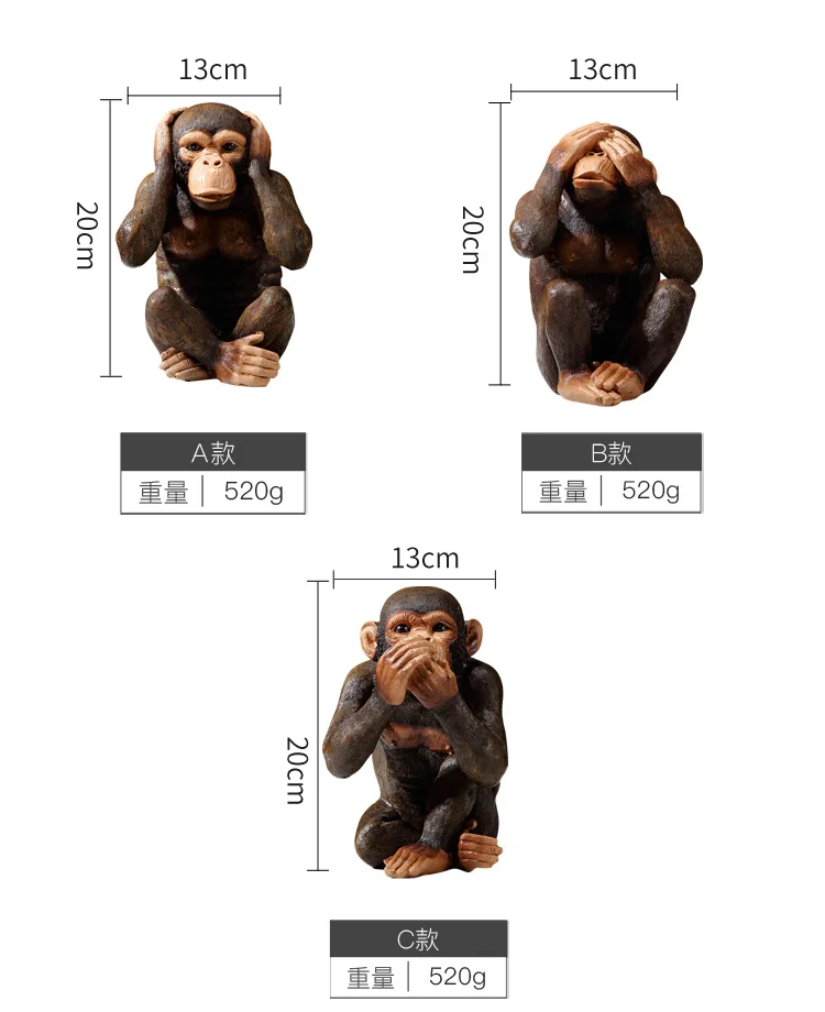 Nordic Decor Simulation Monkey Statue Gorilla Animal Decoration Retro Cafe Bar Dekoration Accessories Resin Crafts Room Decor For Friend Gift