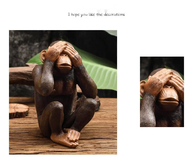 Nordic Decor Simulation Monkey Statue Gorilla Animal Decoration Retro Cafe Bar Dekoration Accessories Resin Crafts Room Decor For Friend Gift