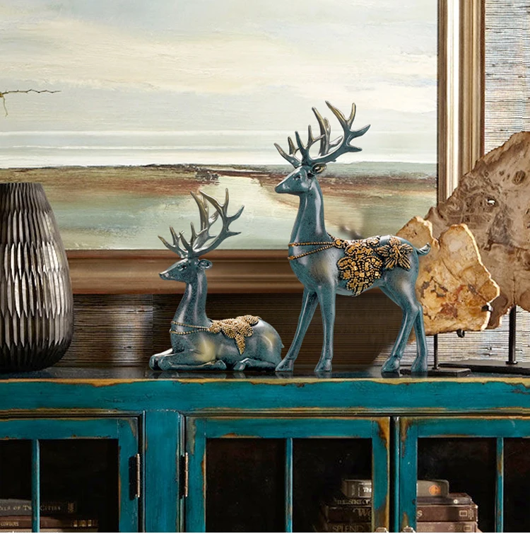 Nordic Deer Statue Home Decoration Resin Deer Head Figurine, Modern Sculpture, Art Statues for Home Decor Accessories