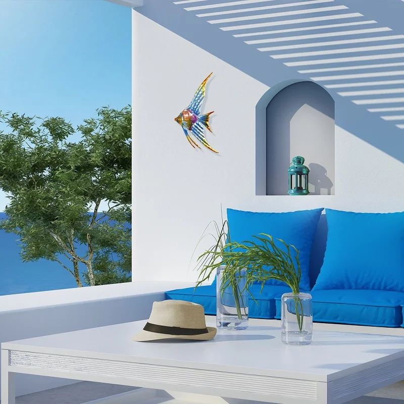 Outdoor Garden Decor Angelfish Wall Art, Miniature Statues, and Sculptures for Exterior Beauty
