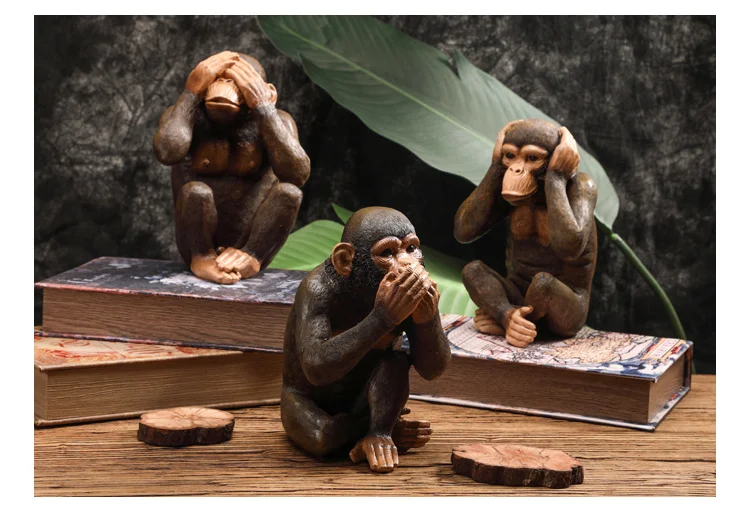 Nordic Decor Simulation Monkey Statue Gorilla Animal Decoration Retro Cafe Bar Dekoration Accessories Resin Crafts Room Decor For Friend Gift