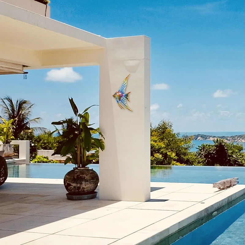 Outdoor Garden Decor Angelfish Wall Art, Miniature Statues, and Sculptures for Exterior Beauty