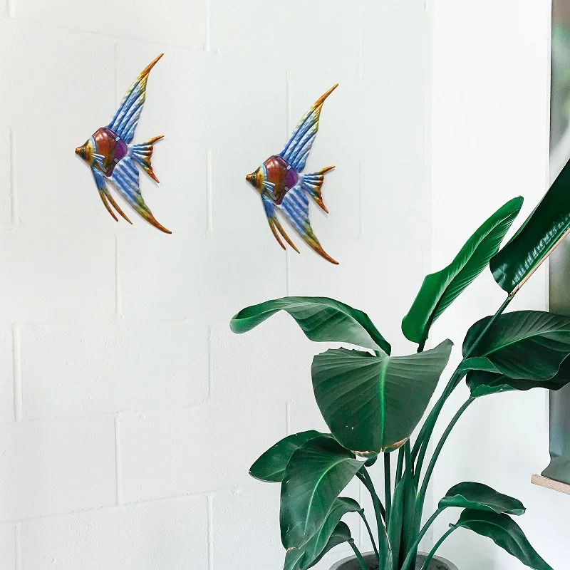 Outdoor Garden Decor Angelfish Wall Art, Miniature Statues, and Sculptures for Exterior Beauty