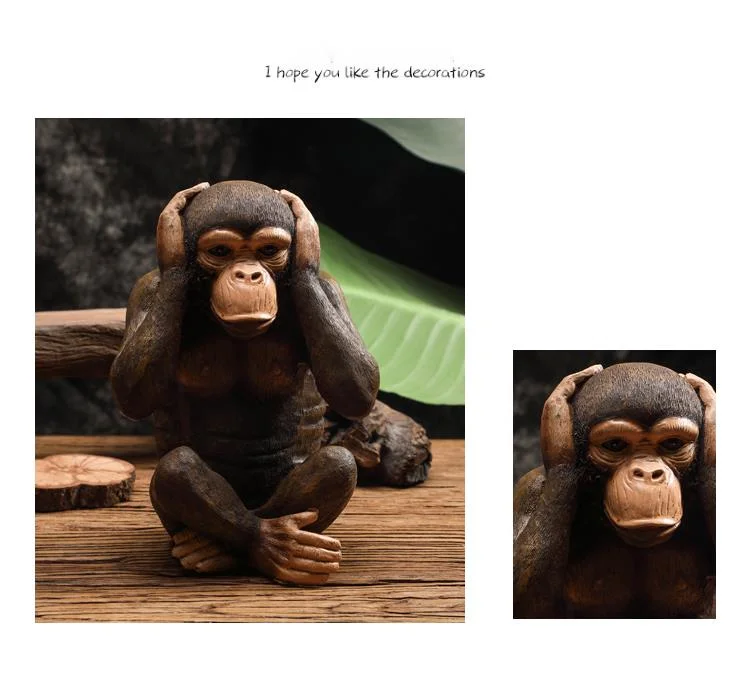 Nordic Decor Simulation Monkey Statue Gorilla Animal Decoration Retro Cafe Bar Dekoration Accessories Resin Crafts Room Decor For Friend Gift