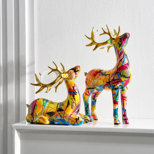 Modern Nordic Deer Sculpture Stylish Desk Ornament for Living Room Decor - Image 2