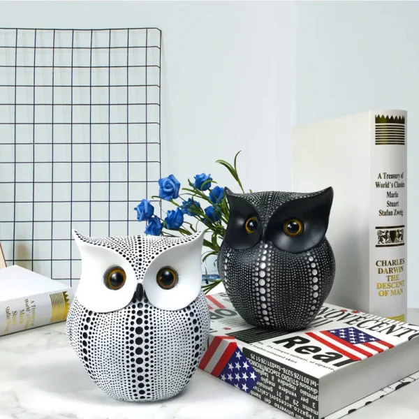 Nordic Resin Owl Sculpture Exquisite Figurines for Home Interior Decor and Desktop Elegance - Image 3