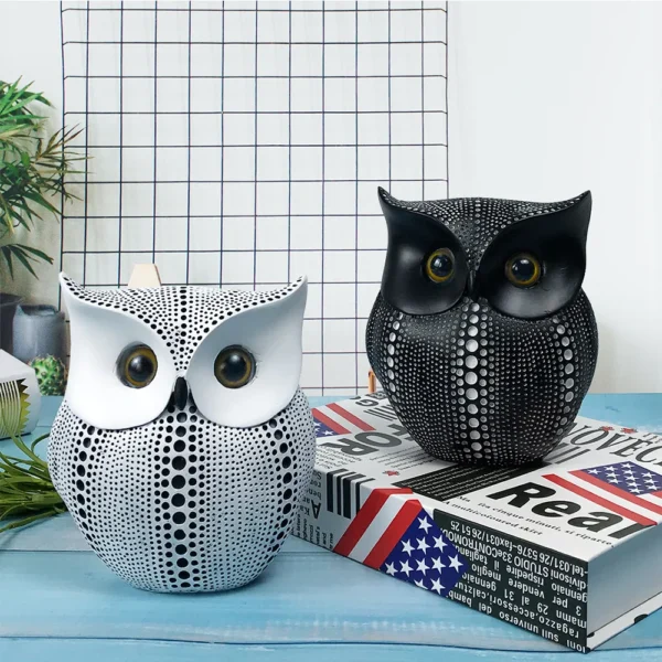 Nordic Resin Owl Sculpture Exquisite Figurines for Home Interior Decor and Desktop Elegance
