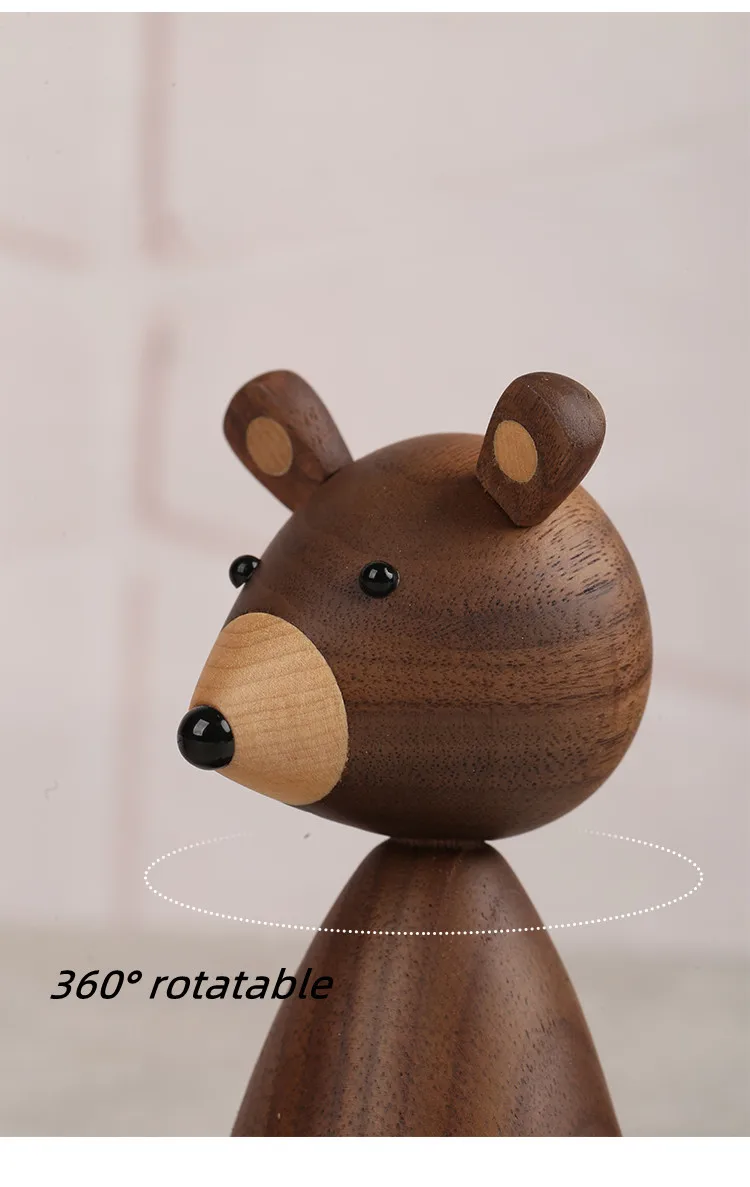 Nordic Design Wooden Brown Bear Statue Home Decor Figurines - High Quality Room Decor Gifts/Crafts/Family Toys