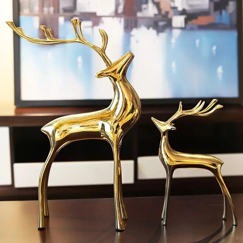 Luxurious Pure Copper Fortune Deer Decoration: Ideal Brass Gift for Parties, Birthdays, and Holidays; Elevate Your Living Room Décor
