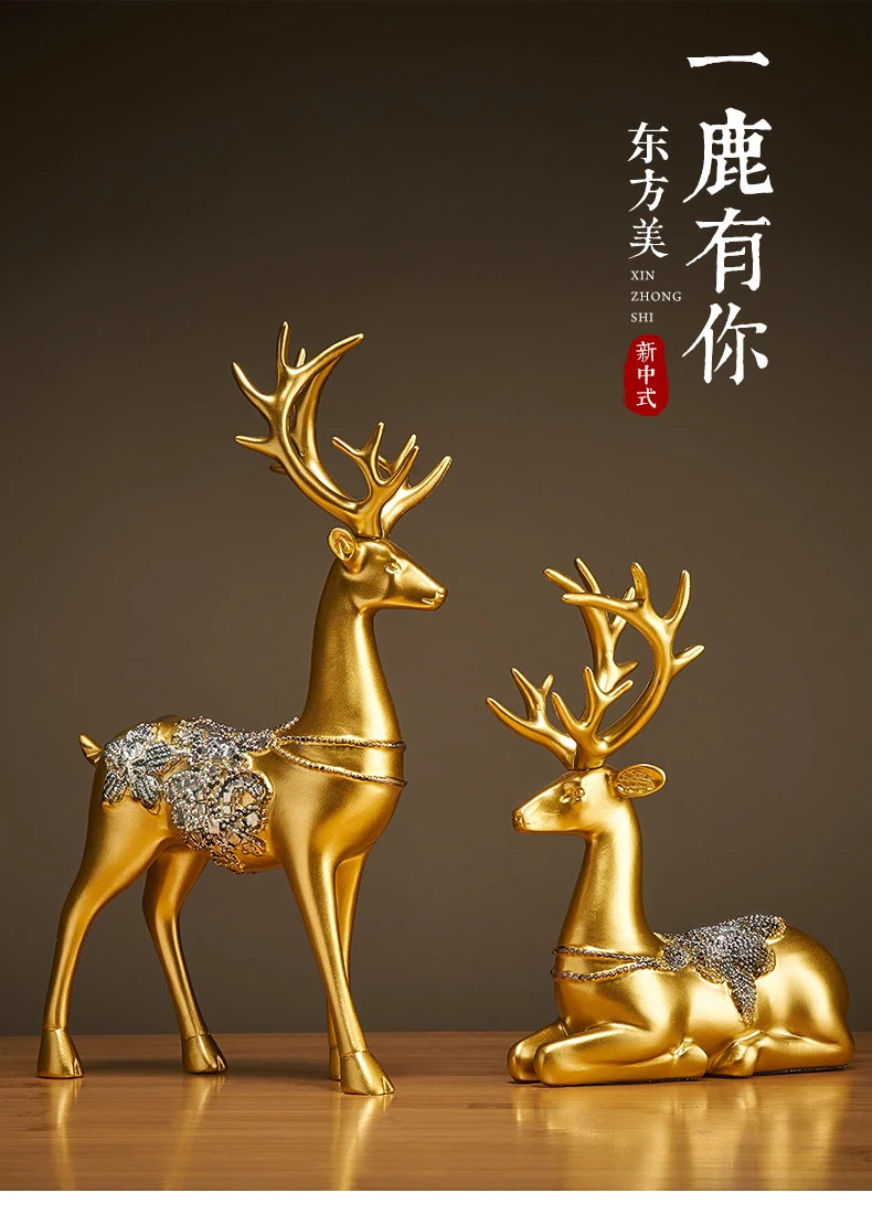 2p Deer Statue Decoration for Porch and Living Room TV Cabinet, Small Furniture, and Housewarming Gift