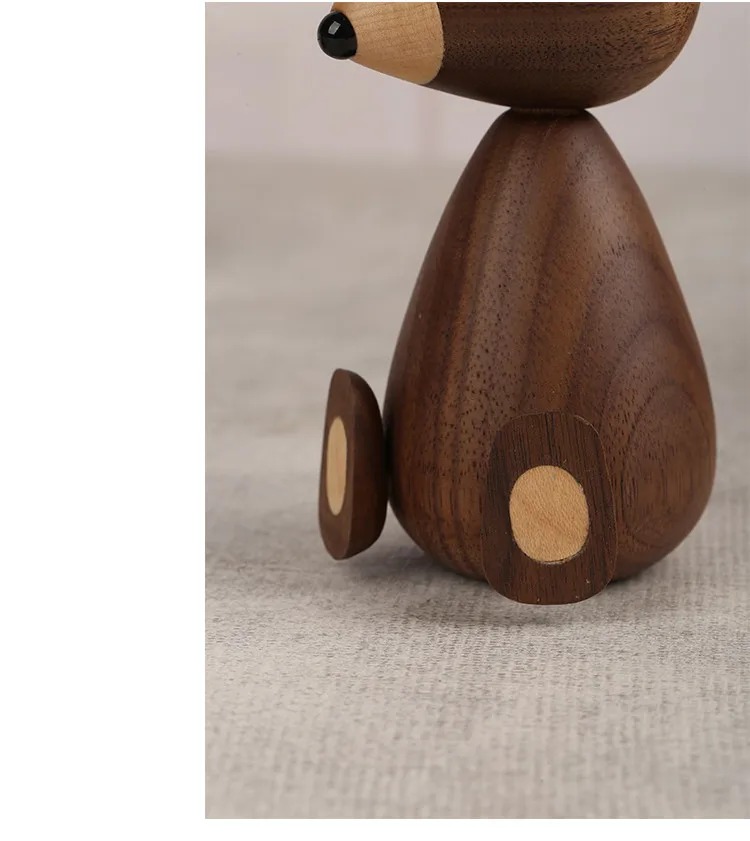 Nordic Design Wooden Brown Bear Statue Home Decor Figurines - High Quality Room Decor Gifts/Crafts/Family Toys