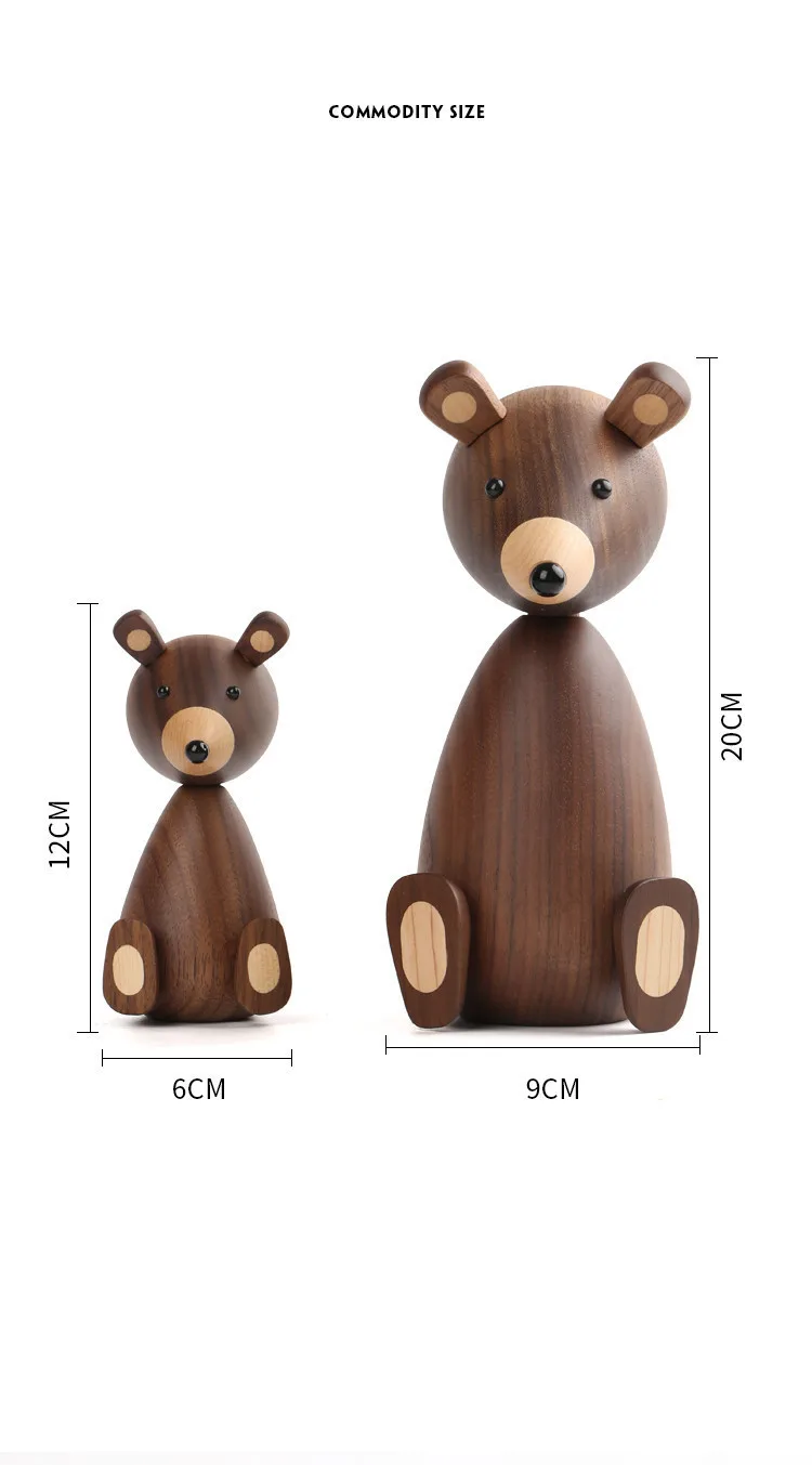 Nordic Design Wooden Brown Bear Statue Home Decor Figurines - High Quality Room Decor Gifts/Crafts/Family Toys
