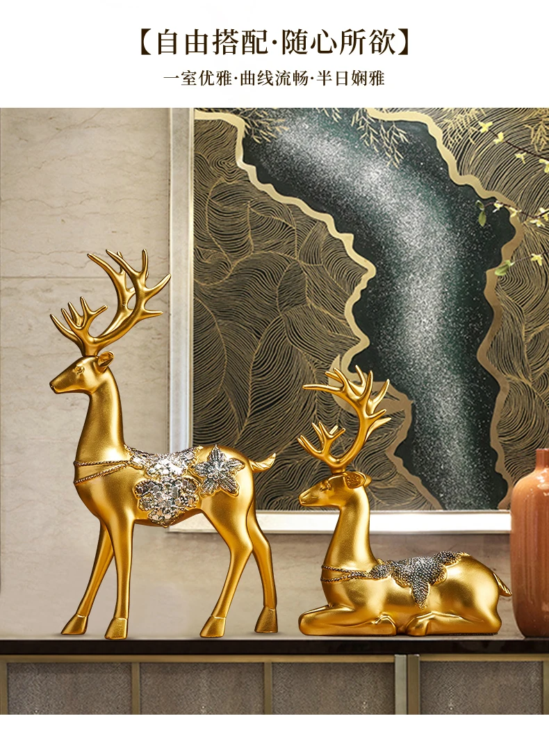 2p Deer Statue Decoration for Porch and Living Room TV Cabinet, Small Furniture, and Housewarming Gift