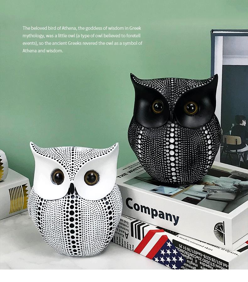 Nordic Resin Owl Sculpture Exquisite Figurines for Home Interior Decor and Desktop Elegance