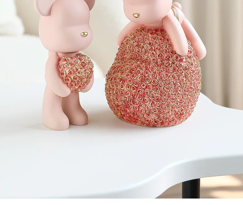 Adorable Bear Statue Desktop Small Decoration for TV Cabinet, Living Room, Bedroom: Home Artwork, Office Decor, and Cute Healing Gift