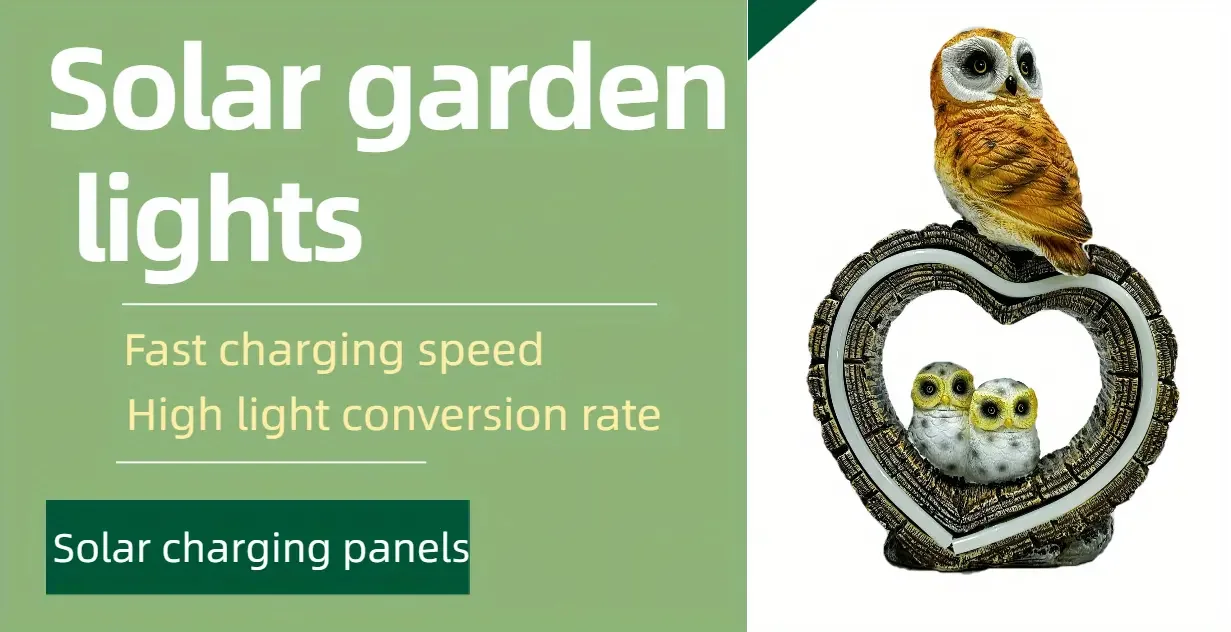 Illuminate Your Garden with Enchanting Owl Light: Solar-Powered Resin Owl Love Decor, Perfect for Outdoor Landscape Decorations and Animal Ornaments