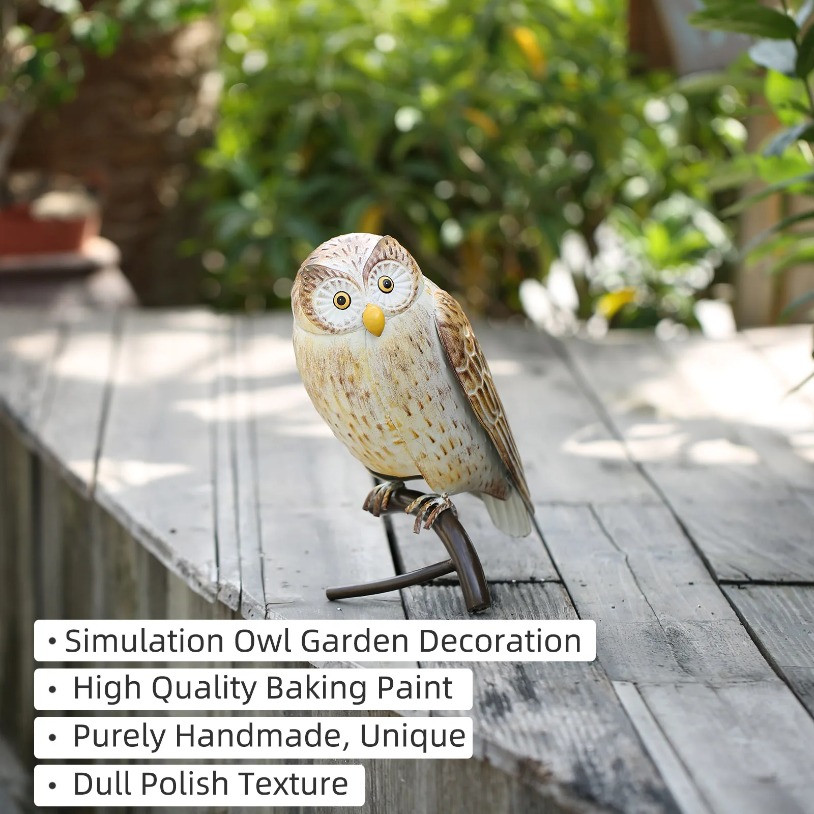 Iron Owl Sculpture: Metal Animal Craft for Home and Garden Desk Decoration