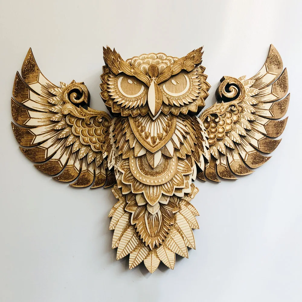 Whimsical Wooden Owl Ornament Charming Wall Hanging for Home Decor - Handcrafted Owl Adornment and Pendant, Perfect for Room Decor and Wall Art