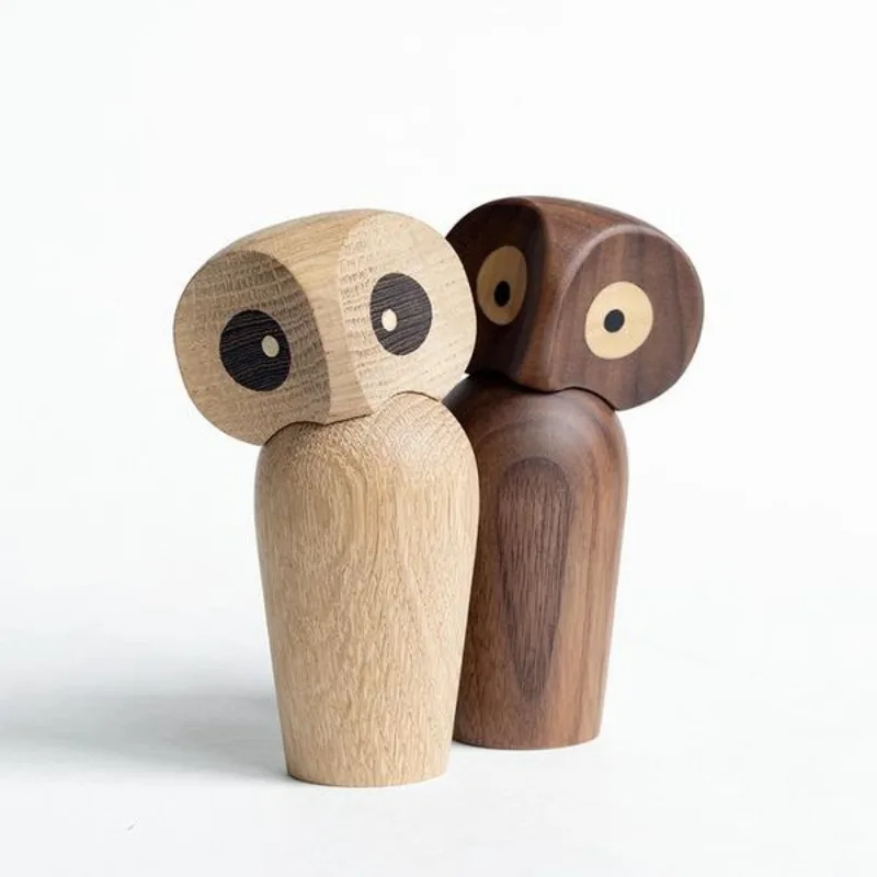 Modern Miniature Figurine Exquisite 1PC Wood Owl Sculpture - A Creative Home Decoration Accessory and Thoughtful Gift
