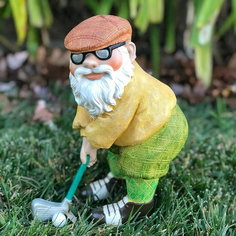 Vintage Statues of Golf Gnomes - Charming Garden Decor and Funny Gift for Golf Enthusiasts