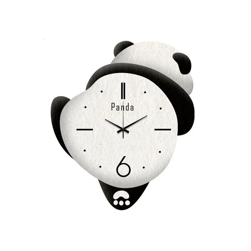 Adorable Panda Family Cartoon Wall Clocks for Children's Bedrooms - Silent & Punch-Free Decor
