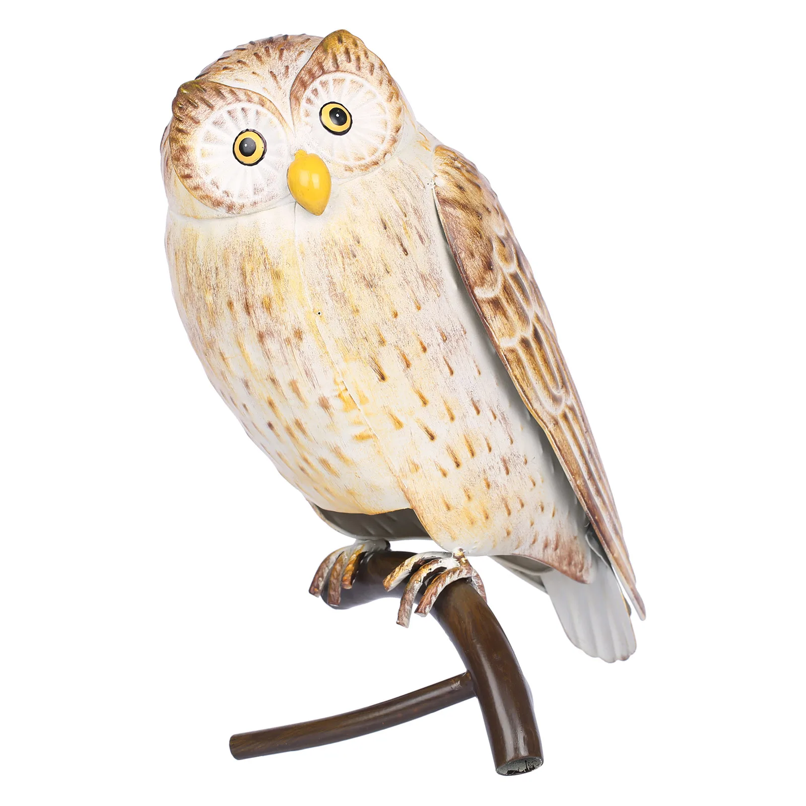 Iron Owl Sculpture: Metal Animal Craft for Home and Garden Desk Decoration