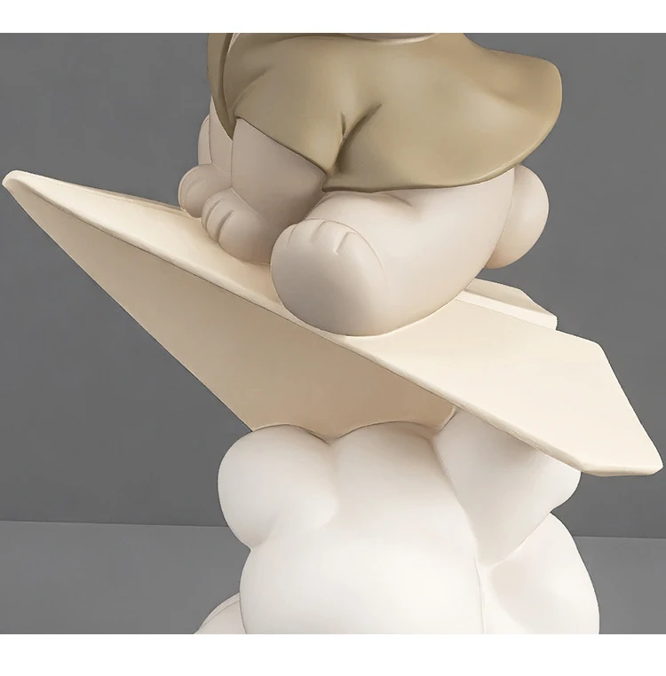 Creative Paper Plane Bear Statue Figures Cute Cartoon Resin Sculptures, Perfect Gift For Friend, Kids' Birthday Present, and Home Decoration Statuettes