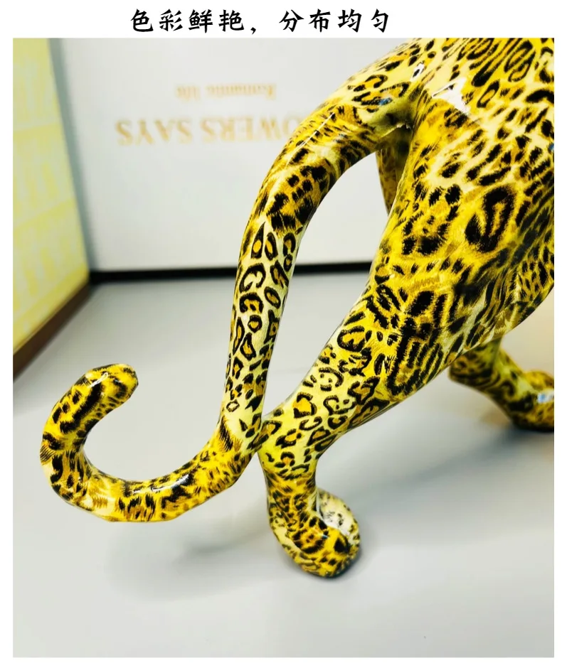 Vibrant Doodle Leopard Statue A Stunning Artisan Craft for Elevating Your Living Room, Bedroom, or Office Decor