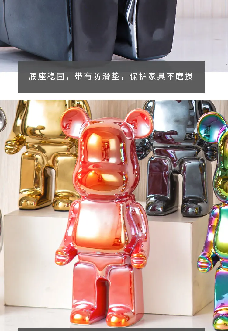 Bear Statue Ceramic Violent Bear Piggy Bank Action Figures Dolls Room Decoration Gift