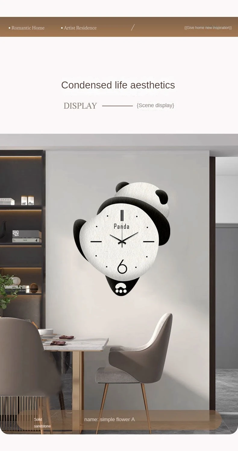 Adorable Panda Family Cartoon Wall Clocks for Children's Bedrooms - Silent & Punch-Free Decor