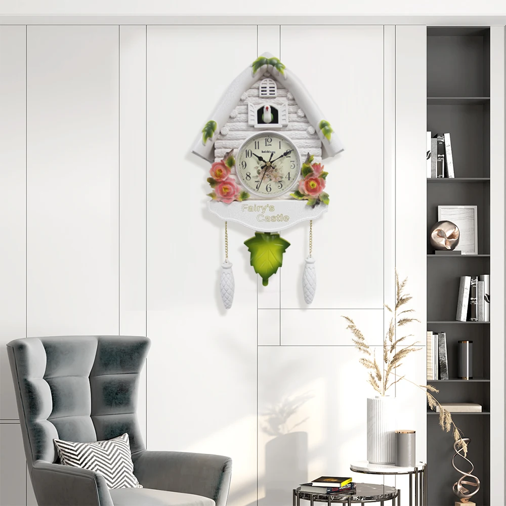 Nordic Cuckoo Wall Clock Birdhouse - Charming Timekeeping Décor for Kids' Home and Living Spaces
