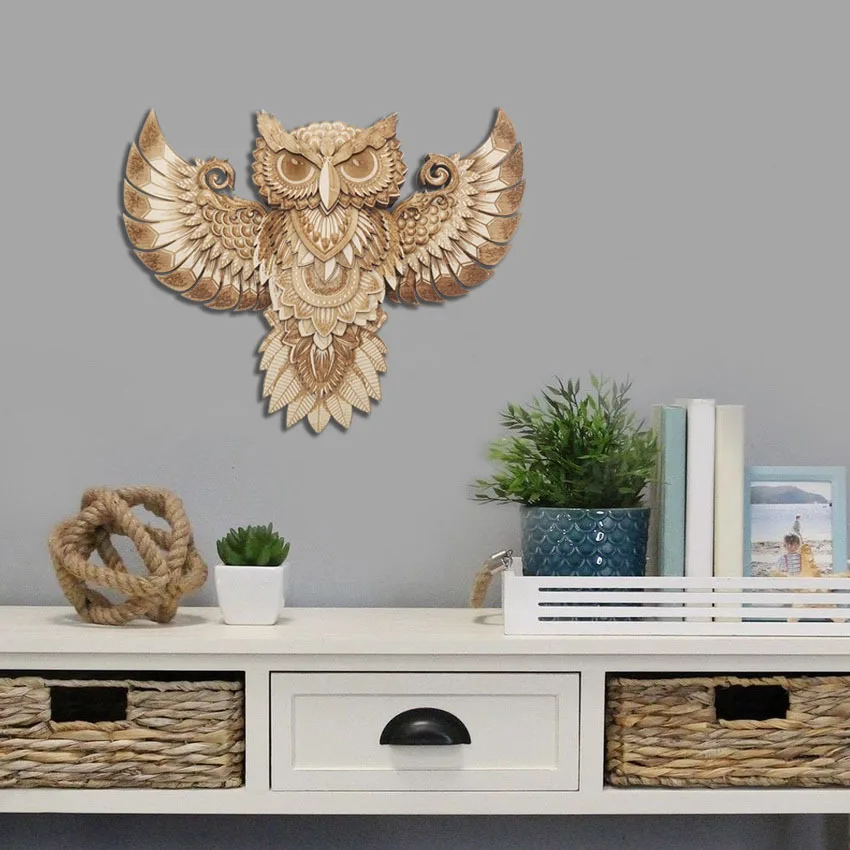 Whimsical Wooden Owl Ornament Charming Wall Hanging for Home Decor - Handcrafted Owl Adornment and Pendant, Perfect for Room Decor and Wall Art