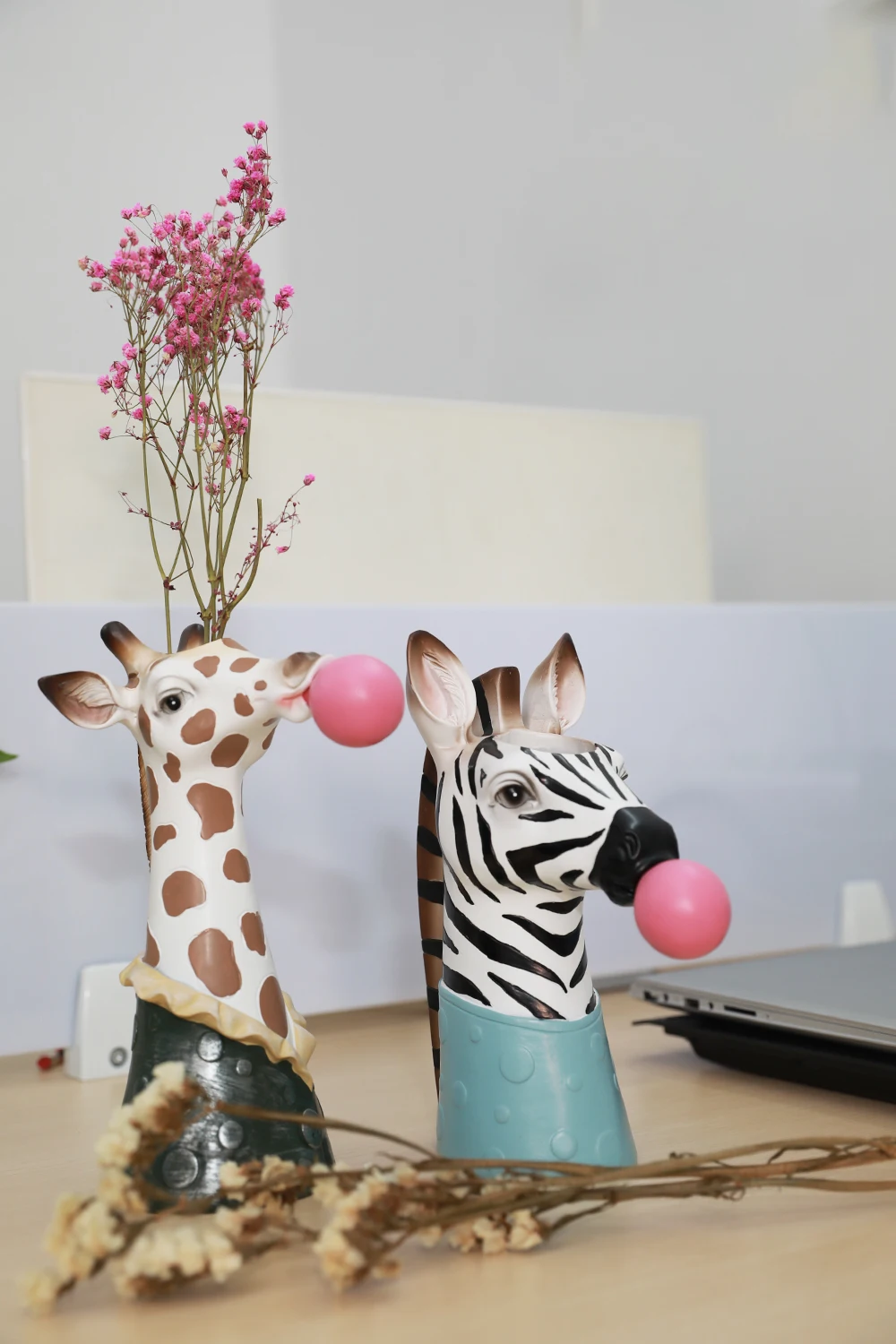 Resin Succulent Plants Flower Planter Plant Pot Vases Basket Cartoon Animal Head Sculpture Zebra and Giraffe Statue Home Decoration