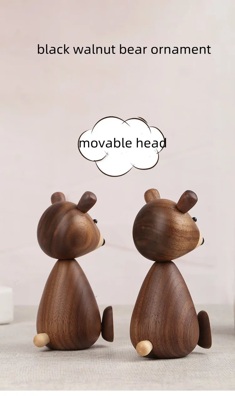 Nordic Design Wooden Brown Bear Statue Home Decor Figurines - High Quality Room Decor Gifts/Crafts/Family Toys