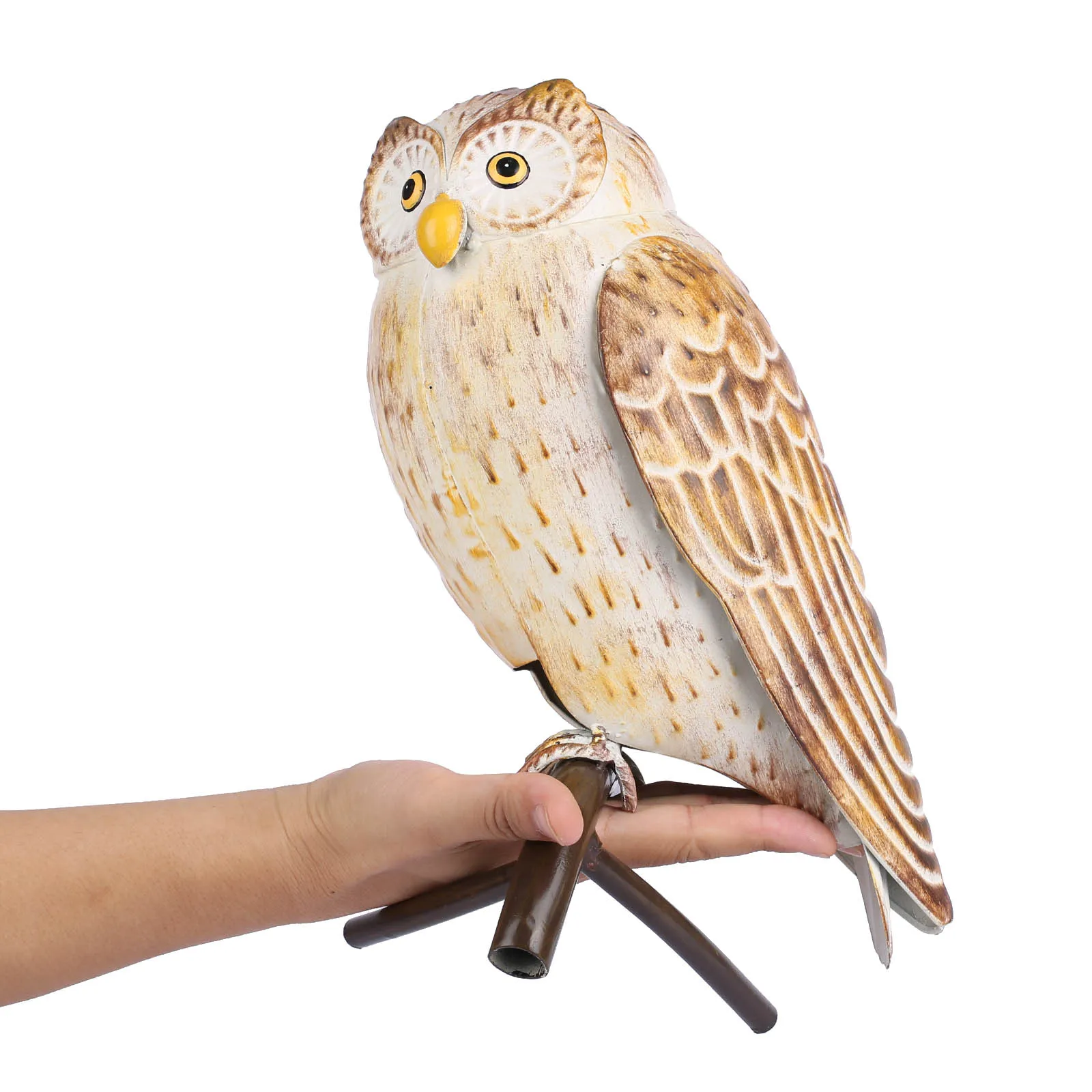 Iron Owl Sculpture: Metal Animal Craft for Home and Garden Desk Decoration