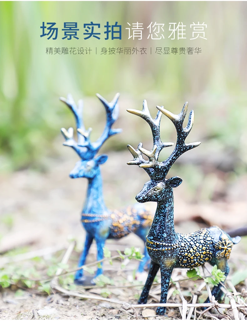 2-Piece Personalized and Creative Deer Ornaments for Auto Interior Decoration and Indoor Tabletop Beautification