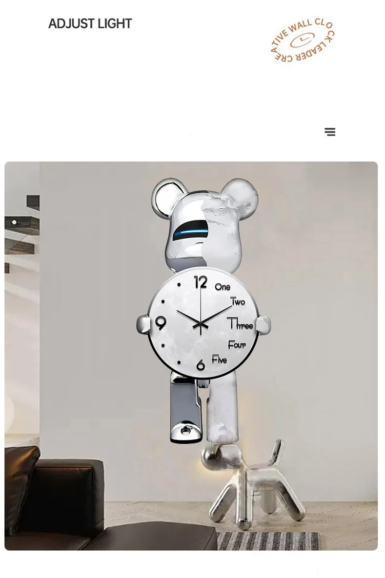 Pendulum Clock-Inspired Bearbrick Wall Clocks Fashionable, Creative, and Luxurious Décor for Living Spaces and Memorable Birthday Gifts