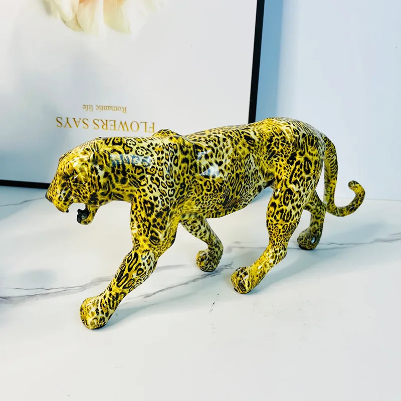 Vibrant Doodle Leopard Statue A Stunning Artisan Craft for Elevating Your Living Room, Bedroom, or Office Decor