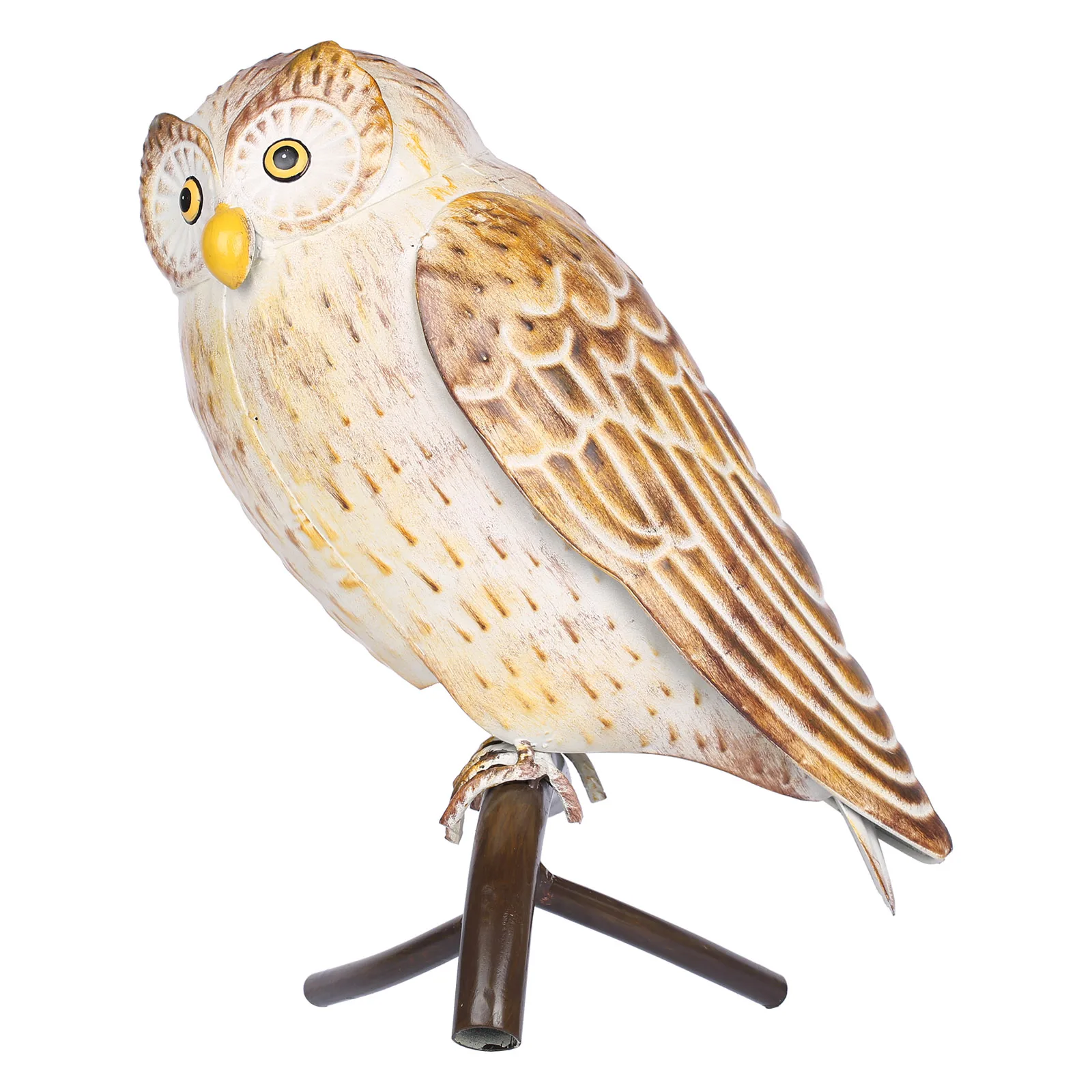 Iron Owl Sculpture: Metal Animal Craft for Home and Garden Desk Decoration