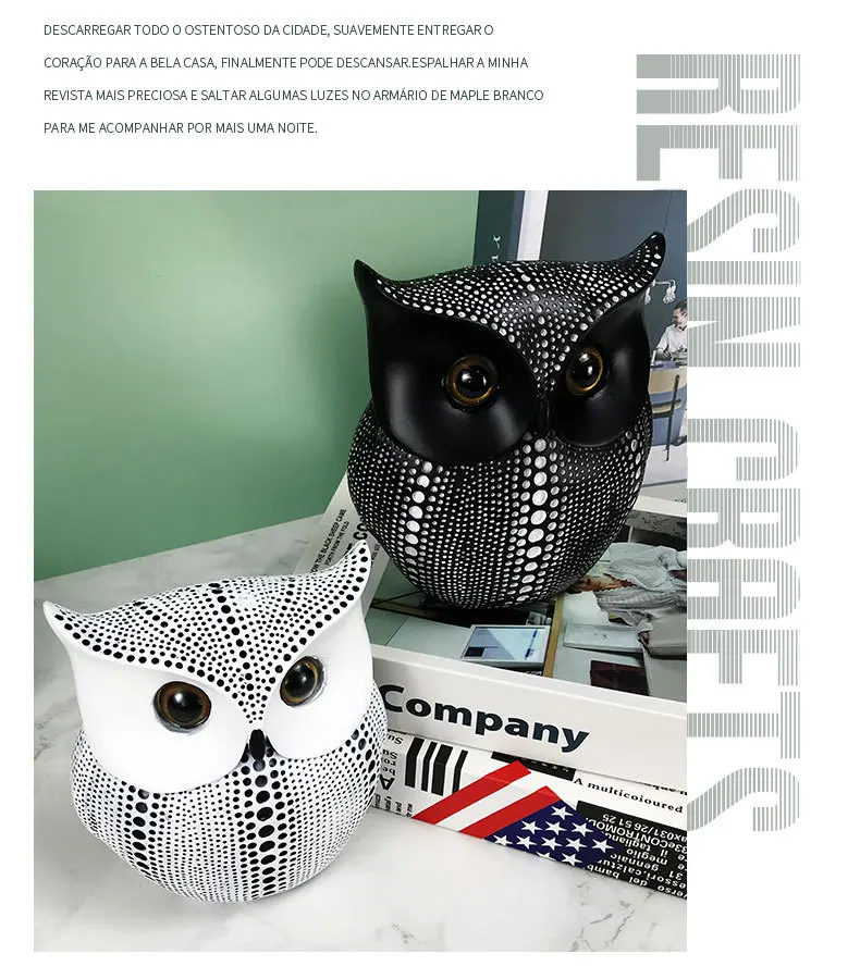 Nordic Resin Owl Sculpture Exquisite Figurines for Home Interior Decor and Desktop Elegance