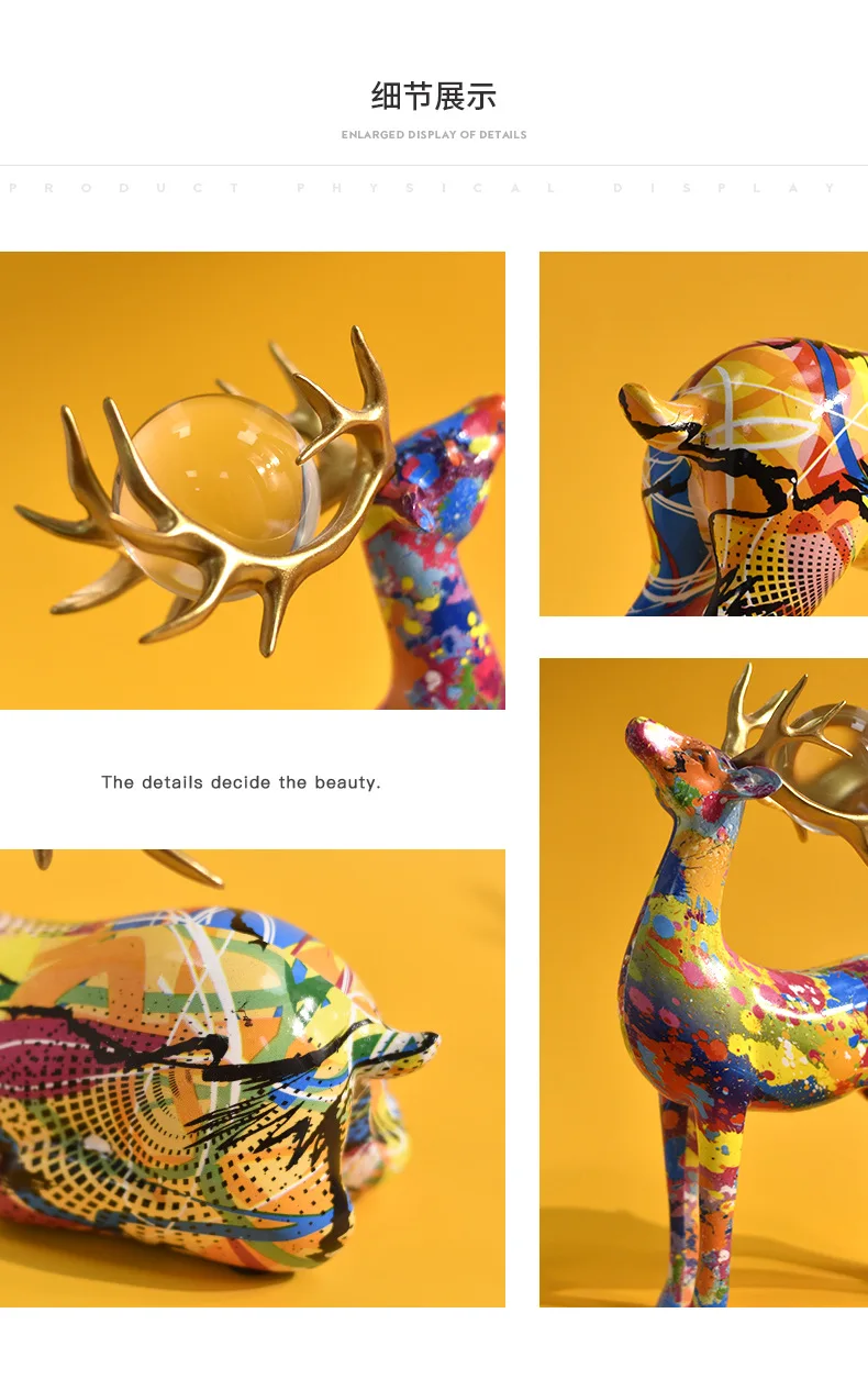 Modern Nordic Deer Sculpture Stylish Desk Ornament for Living Room Decor