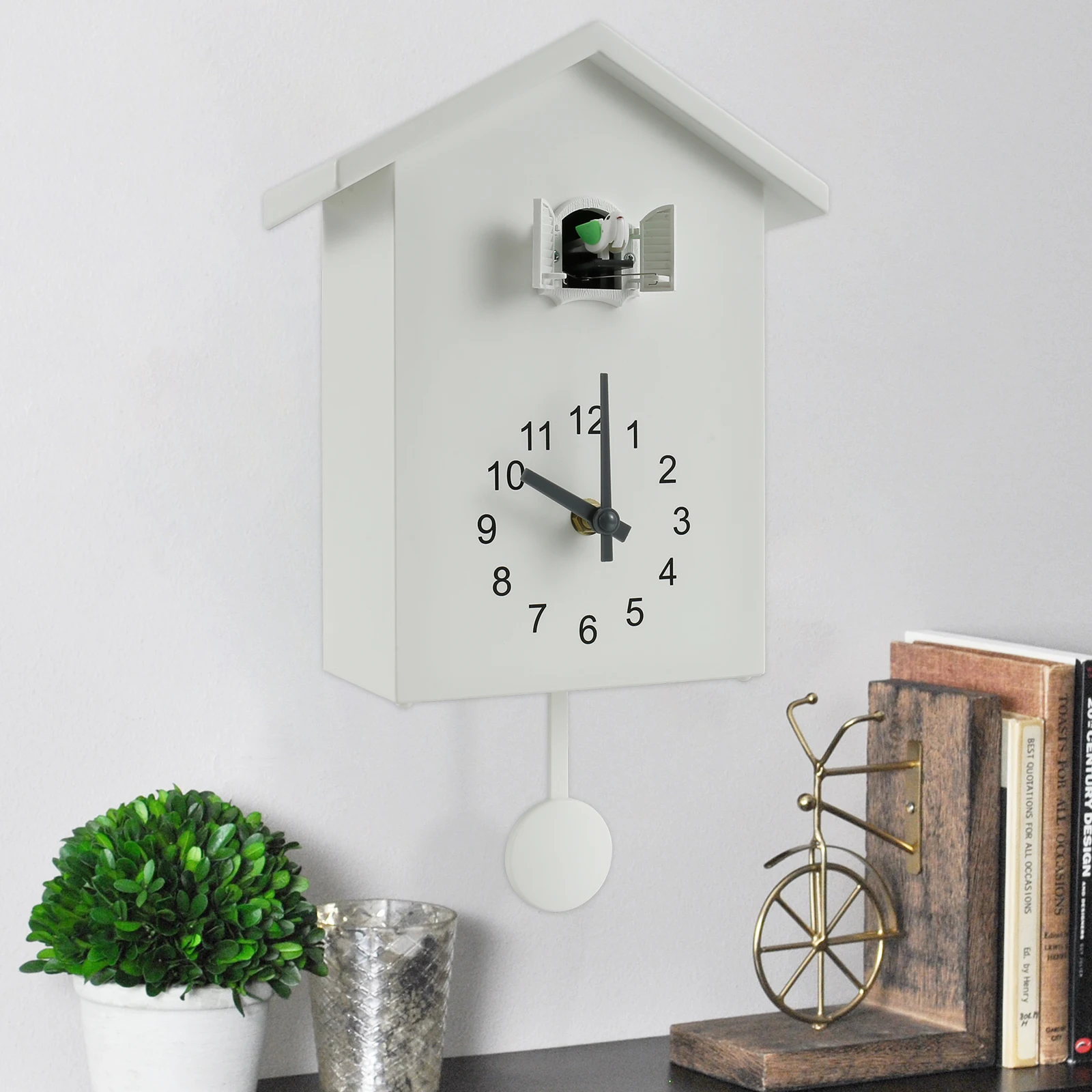 Battery-Powered Cuckoo Wall Clock Pendulum and Delicate Bird Sound for Living Room Decor