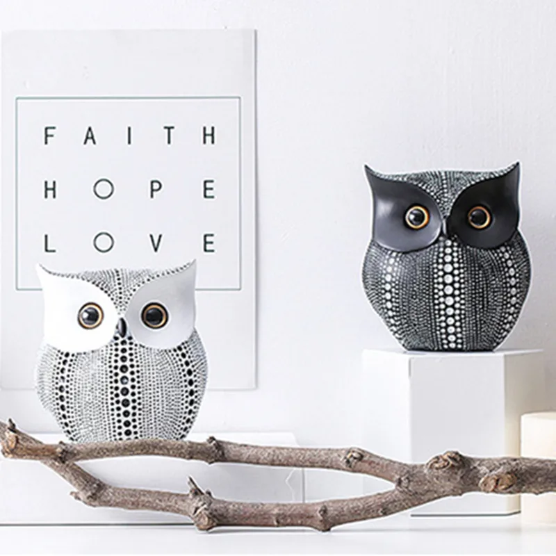 Nordic Resin Owl Sculpture Exquisite Figurines for Home Interior Decor and Desktop Elegance