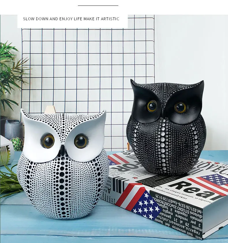 Nordic Resin Owl Sculpture Exquisite Figurines for Home Interior Decor and Desktop Elegance