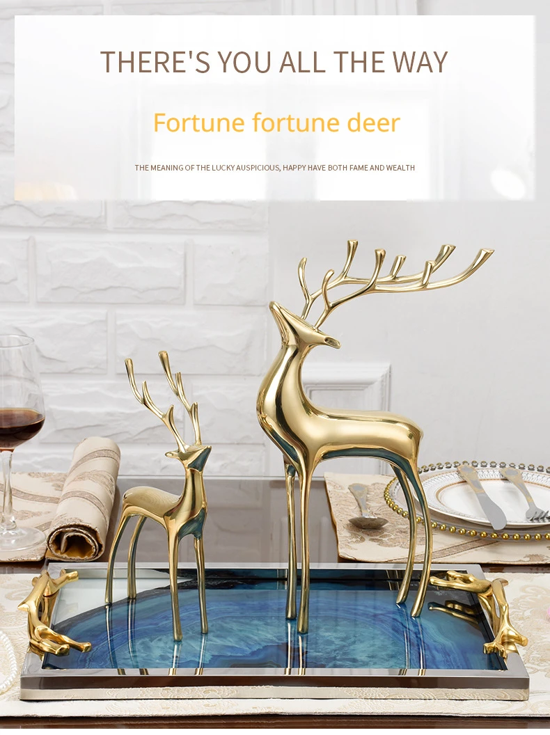 Luxurious Pure Copper Fortune Deer Decoration: Ideal Brass Gift for Parties, Birthdays, and Holidays; Elevate Your Living Room Décor