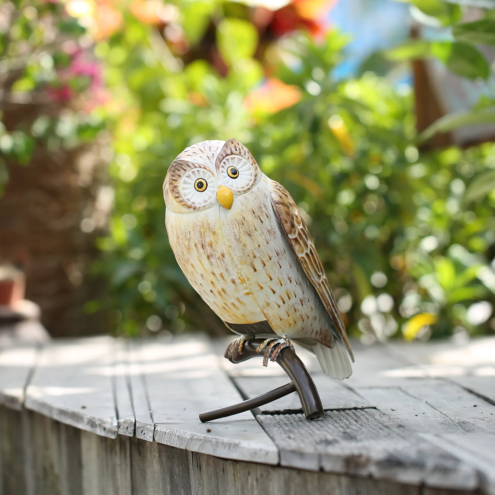 Iron Owl Sculpture: Metal Animal Craft for Home and Garden Desk Decoration