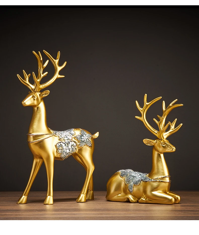 2p Deer Statue Decoration for Porch and Living Room TV Cabinet, Small Furniture, and Housewarming Gift
